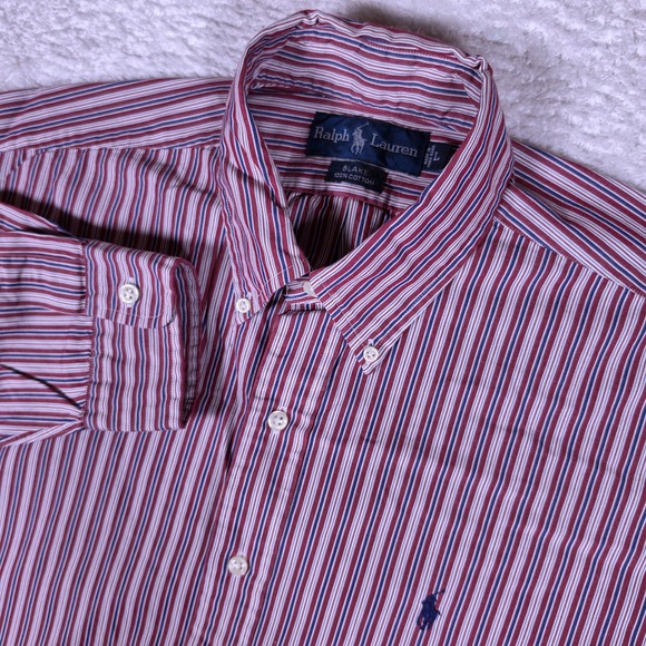 Ralph Lauren Other - Ralph Lauren Blake Mens L Red White Navy Striped L/S Button Down Shirt